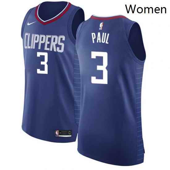 Womens Nike Los Angeles Clippers 3 Chris Paul Authentic Blue Road NBA Jersey Icon Edition